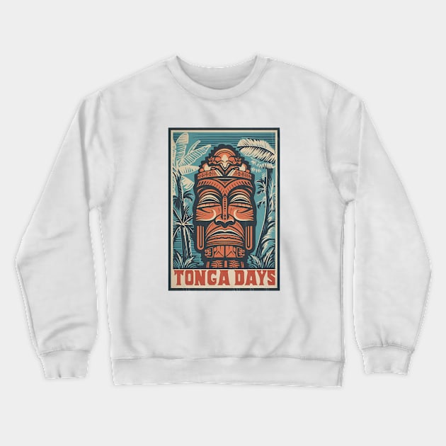 Tiki Tonga Days Crewneck Sweatshirt by Kona Cat Creationz